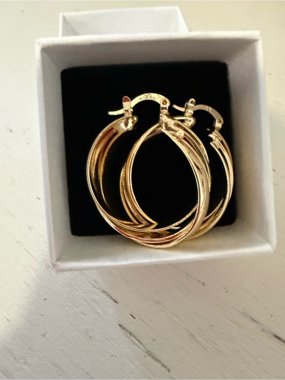 Golden hour 18 kt over gold filled premium Miami retailer detailed gold hoops